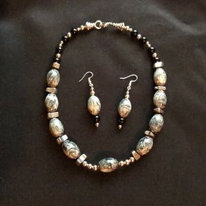 Black Marbled Chunky Jewelry Set